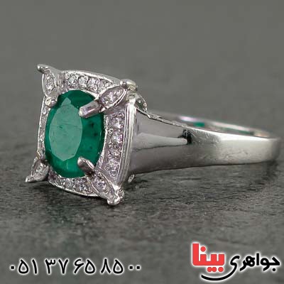 انگشتر زمرد رودیوم زنانه خاص _کد:21018