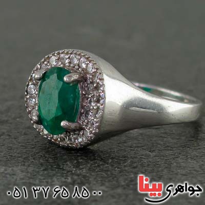 انگشتر زمرد رودیوم زنانه بسیار زیبا _کد:21026