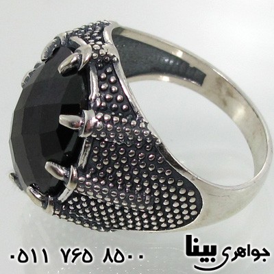 انگشتر عقیق سیاه (اونیکس) نقطه ای نگین درشت مردانه