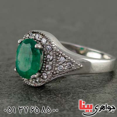 انگشتر زمرد رودیوم زنانه خاص _کد:21027