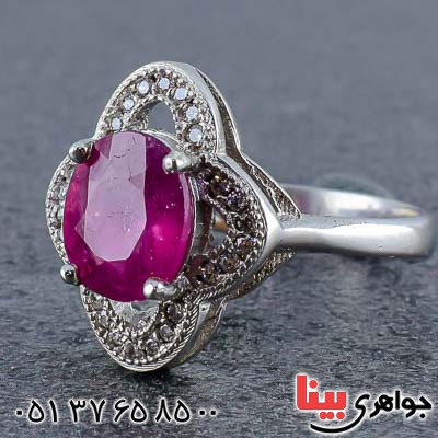 انگشتر یاقوت سرخ زنانه بسیار شفاف و درخشان _کد:21038