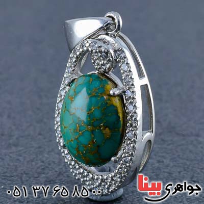 گردنبند فیروزه نیشابوری رودیوم زنانه برند SPN _کد:21053