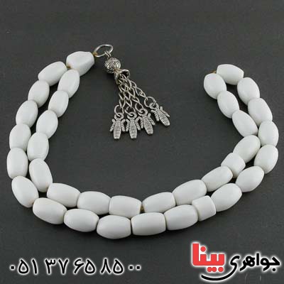 تسبیح عقیق یمنی سفید 33 دانه ای خاص و زیبا _کد:21122