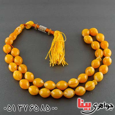 تسبیح کهربا پودری اصلی درشت 33 دانه ای خوشرنگ _کد:21126