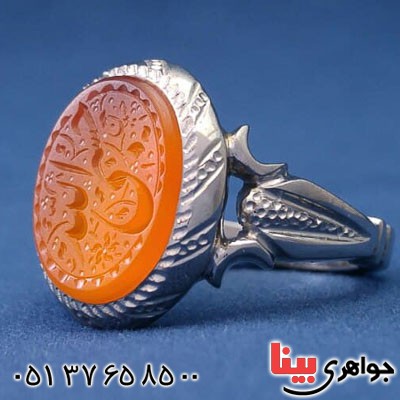 انگشتر عقیق یمنی خطی با حکاکی بسیار عالی _کد:21137