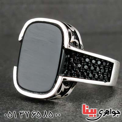 انگشتر عقیق سیاه (اونیکس) میکروستینگ مردانه _کد:21196