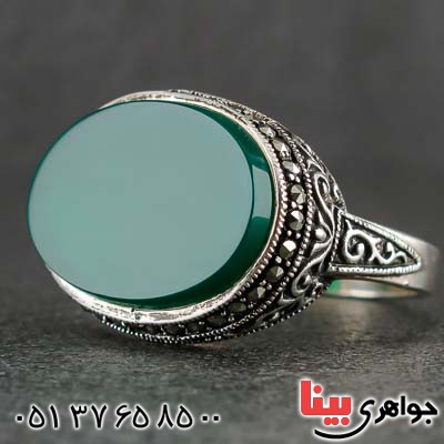 انگشتر عقیق سبز مردانه مارکازیتی هانگ _کد:21206