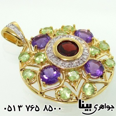 گردنبند چند جواهر میکس دایره
