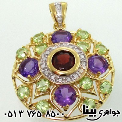 گردنبند چند جواهر میکس دایره