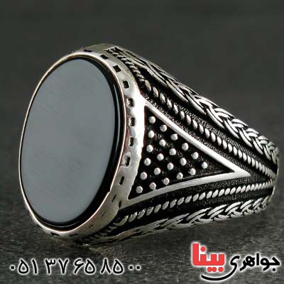 انگشتر عقیق سیاه (اونیکس) میکروستینگ مردانه خاص _کد:21234