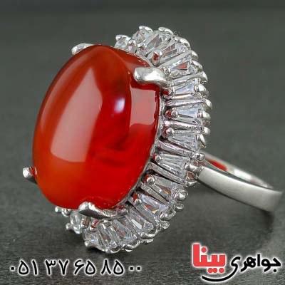 انگشتر عقیق یمنی رودیوم زنانه بسیار زیبا