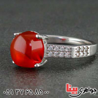 انگشتر عقیق یمنی رودیوم زنانه بسیار خاص _کد:21240