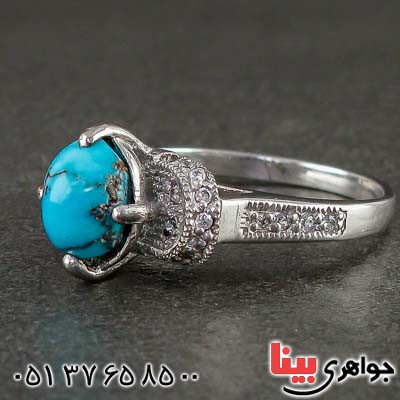 انگشتر فیروزه نیشابوری رودیوم زنانه خاص _کد:21245