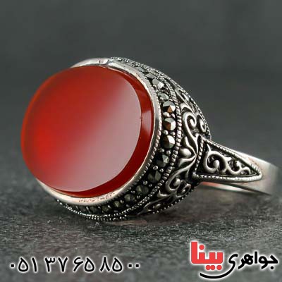 انگشتر عقیق قرمز مردانه مارکازیتی هانگ _کد:21261