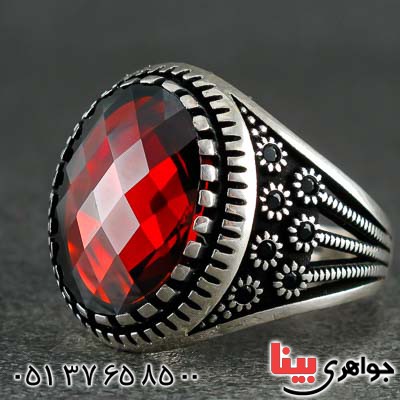 انگشتر نقره میکروستینگ مردانه طرح یاقوت _کد:21263