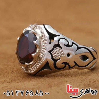 انگشتر یاقوت گارنت دور الماس بسیار عالی _کد:21265