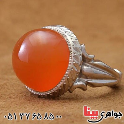 انگشتر عقیق یمنی سرخ مردانه بسیار زیبا _کد:21269