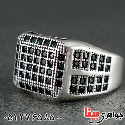 انگشتر عقیق سیاه (اونیکس) میکروستینگ مردانه