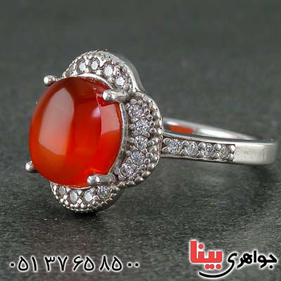 انگشتر عقیق یمنی رودیوم زنانه بسیار خاص _کد:21332