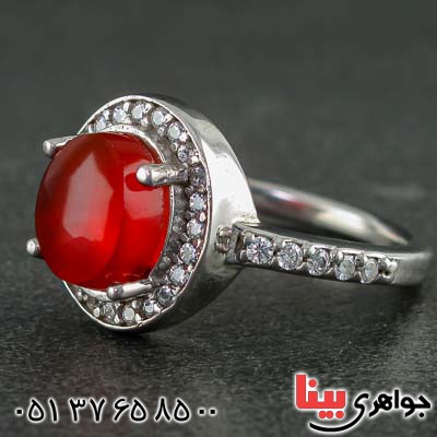 انگشتر عقیق یمنی رودیوم زنانه بسیار زیبا _کد:21352