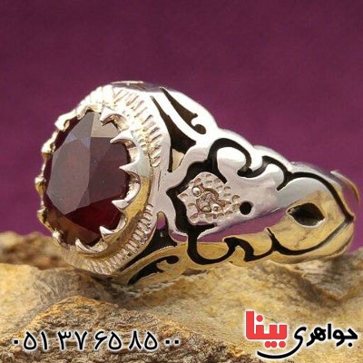 انگشتر یاقوت سرخ دور الماس بسیار عالی _کد:21366