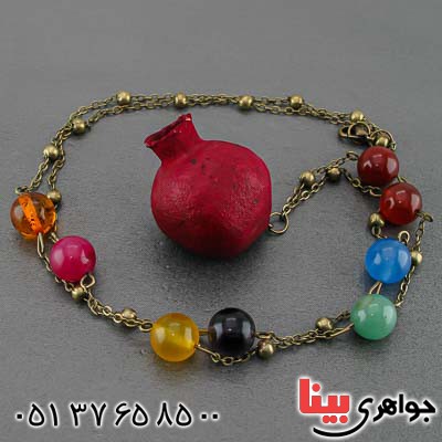 گردنبند چند جواهر و انار طبیعی با خاصیت سنگ درمانی _کد:21370