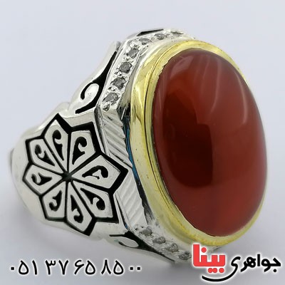 انگشتر عقیق یمنی و الماس بسیار عالی _کد:21375