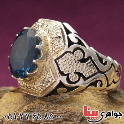 انگشتر توپاز دور الماس مردانه بسیار عالی _کد:21391
