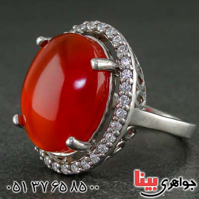 انگشتر عقیق یمنی رودیوم زنانه بسیار زیبا _کد:21396
