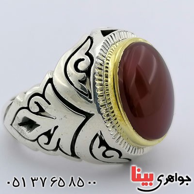 انگشتر عقیق یمنی مردانه درشت بسیار عالی _کد:21416
