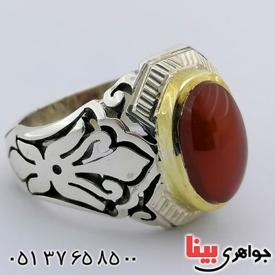 انگشتر عقیق یمنی مردانه درشت بسیار عالی _کد:21419