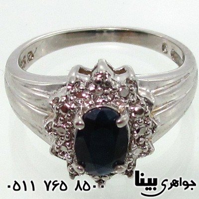 انگشتر یاقوت کبود زنانه گل