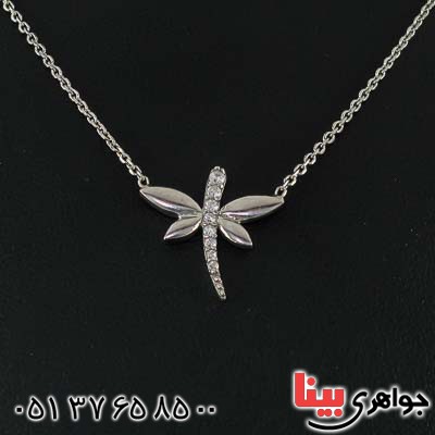 گردنبند نقره رودیوم زنانه خاص طرح سنجاقک _کد:21474