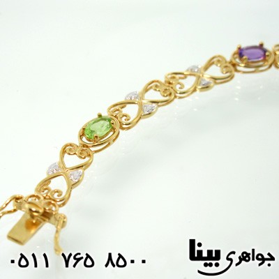 دستبند چند جواهر طرح قلب زنانه