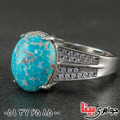 انگشتر فیروزه نیشابوری رودیوم زنانه بسیار خاص _کد:21589