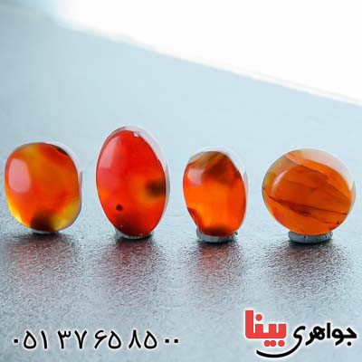 نگین انگشتر عقیق یمنی مصور قدیمی 4 تایی بسیار زیبا _کد:21622