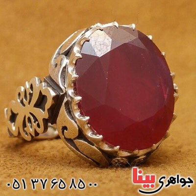 انگشتر یاقوت سرخ دور الماس مردانه بسیار عالی _کد:21749