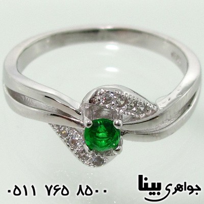 انگشتر نقره نگین سبز کریستالی