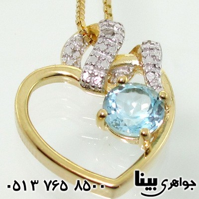 گردنبند آکوآمارین تراش برلیانی قلبی