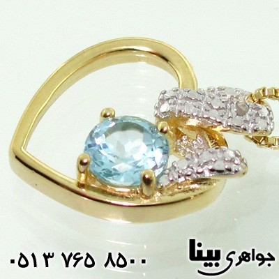 گردنبند آکوآمارین تراش برلیانی قلبی