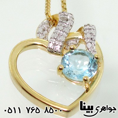 گردنبند آکوآمارین تراش برلیانی قلبی