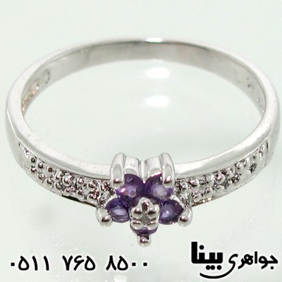 انگشتر آمتیست و الماس گل