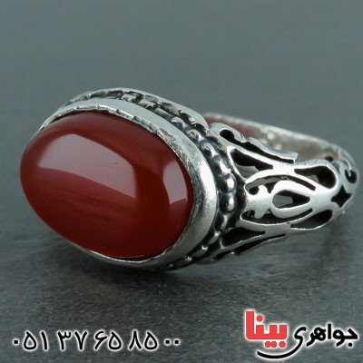 انگشتر عقیق قرمز خوشرنگ مردانه_کد:21872
