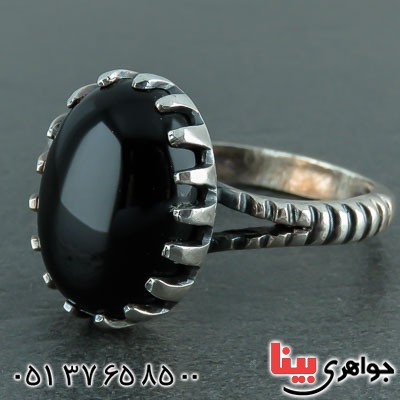 انگشتر عقیق سیاه (اونیکس) بسیار زیبا _کد:21879