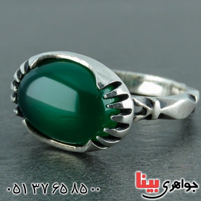 انگشتر عقیق سبز مردانه بسیار زیبا _کد:21881