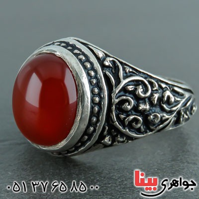 انگشتر عقیق قرمز خوشرنگ مردانه _کد:21887