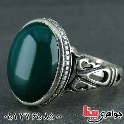 انگشتر عقیق سبز مردانه زیبا _کد:21907