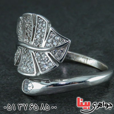 انگشتر نقره رودیوم زنانه بسیار زیبا طرح برگ _کد:22037