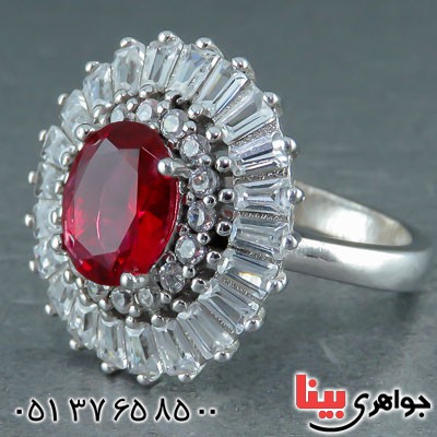 انگشتر یاقوت سرخ زیبا رودیوم زنانه _کد:22088