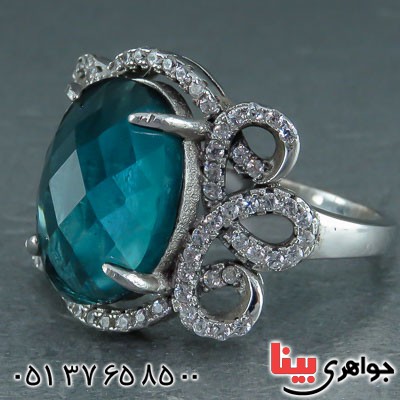 انگشتر توپاز بسیار زیبا و خاص رودیوم زنانه